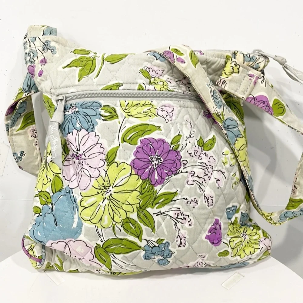 Vera Bradley RARE Watercolor Floral Crossbody Bag + Wallet Fabric zipper closure